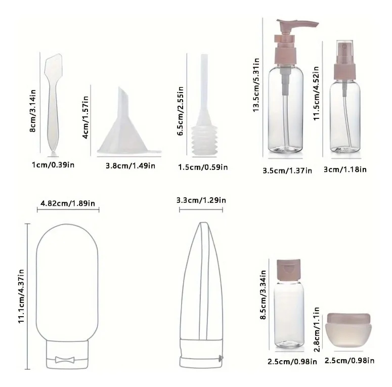 Kit Viaje 11Pz Botellas Antifugas