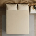 Sábana ajustable beige con funda de almohada - Proporciona descanso suave y orden en tu habitación - Imagen 3