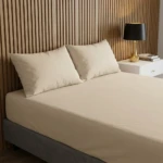 Sábana ajustable beige con funda de almohada - Proporciona descanso suave y orden en tu habitación - Imagen 2