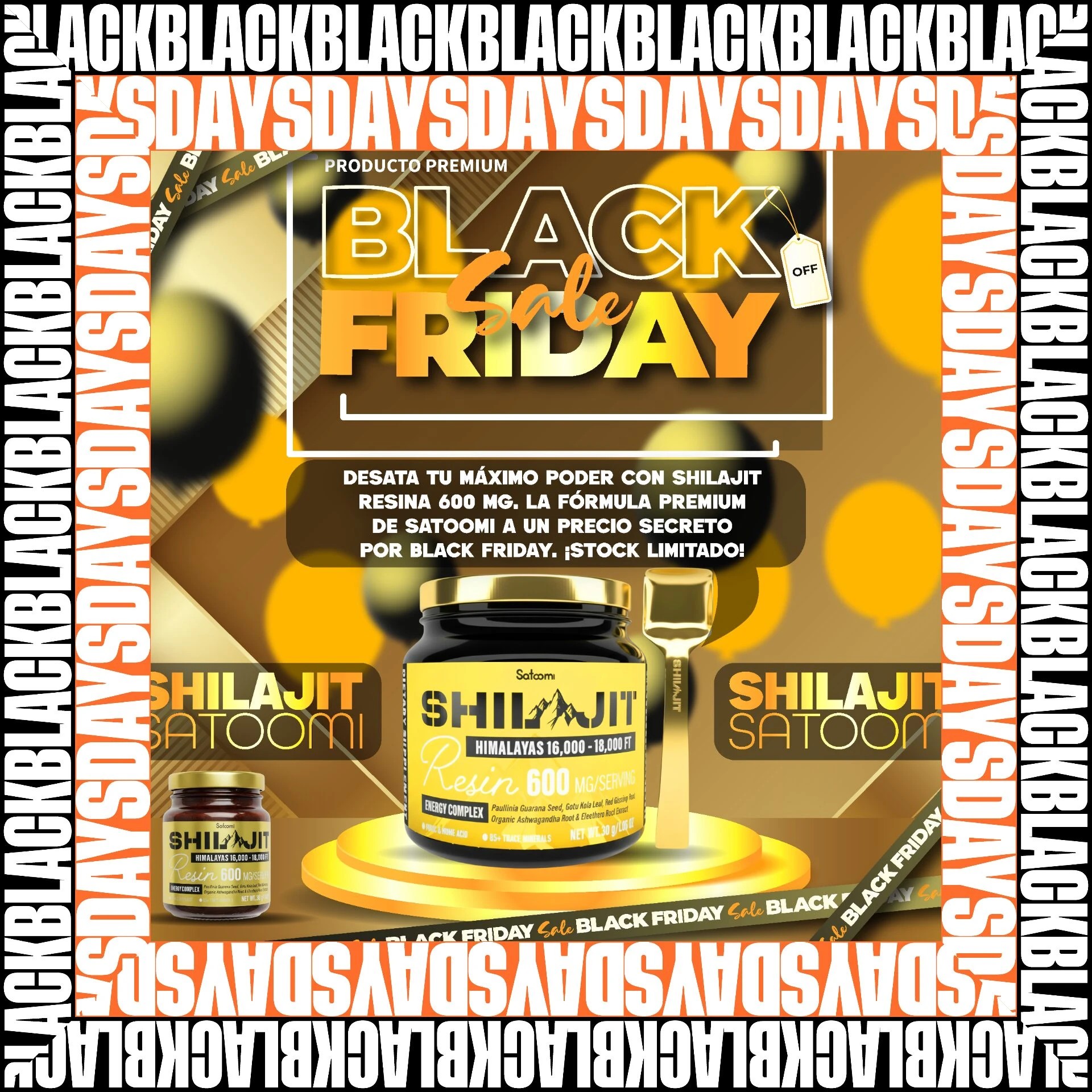 Resina Pura de Shilajit Satoomi Gold 125 Ml - Aumenta la resistencia y vitalidad