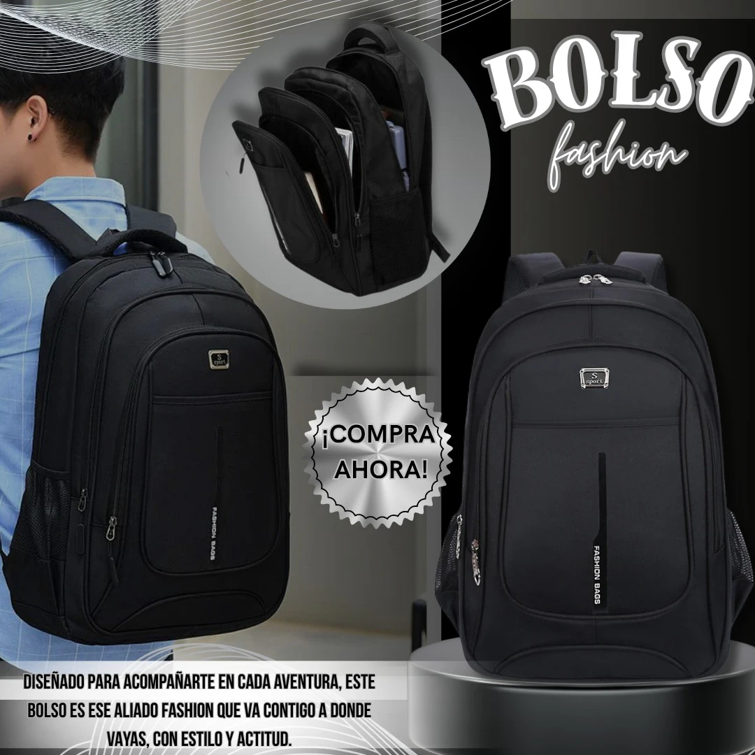 Mochila urbana Oxford negra con compartimento para laptop de 17 pulgadas, diseño funcional y estilo moderno.