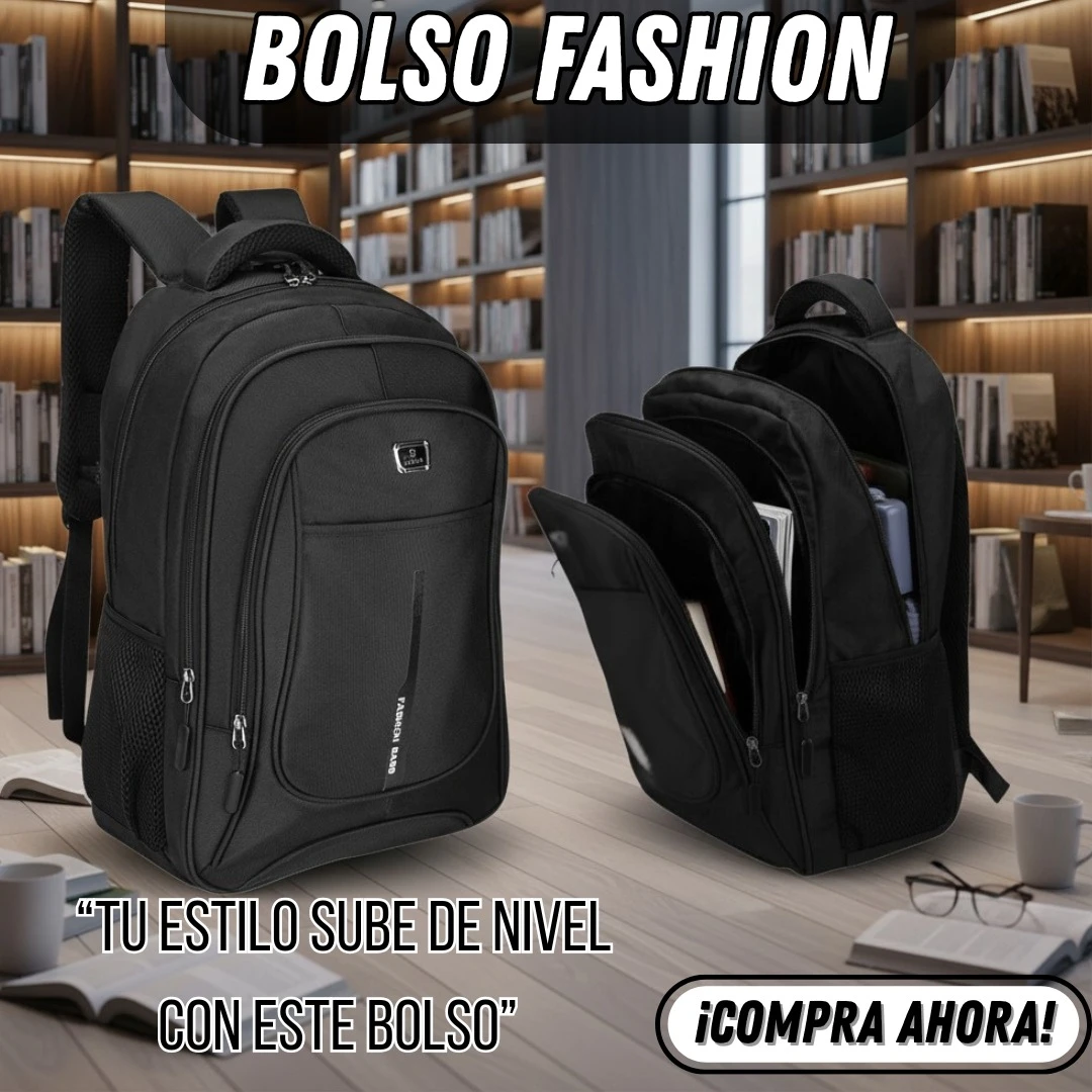 Mochila urbana Oxford negra con compartimento para laptop de 17 pulgadas, vista frontal y lateral abierta mostrando organización interna y accesorios incluidos.
