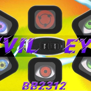 Kit de ojos LED digitales para vehículo con seis unidades en colores azul, verde, rojo y blanco, control remoto incluido, diseño cuadrado con lente central y marco negro.