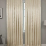 Set x2 cortinas de poliéster beige con aro metálico - protegen muebles y controlan la luz solar - Imagen 2