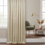 Set x2 cortinas de poliéster beige con aro metálico - protegen muebles y controlan la luz solar