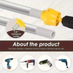 Set de dos herramientas para hacer rocas en tubos de PVC, con mango amarillo y mango negro, compatibles con taladro de 1/4 pulgada.