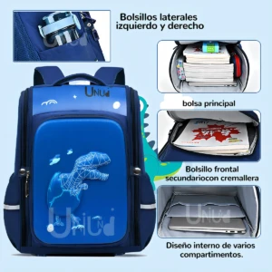 Mochila escolar infantil de dinosaurio Oxford impermeable - Protege útiles y libros con capacidad de 25 litros