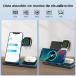 Cargador Inalámbrico 3 en 1 para Celular Reloj y Auriculares - Carga tus tres dispositivos simultáneamente sin cables