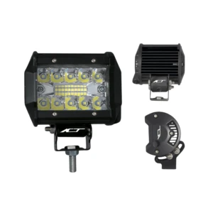 Luz LED 60W para vehículos 4x4, color negro, con soporte de montaje y variante de disipador térmico visible.