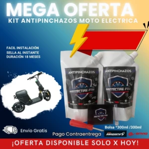 Set x2 Sellador Antipinchazos para Moto Eléctrica - Sella pinchazos y mantiene la presión