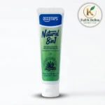 Tubo de pasta dental Occotaps Natural 8 en 1 para dientes sensibles, con diseño verde y blanco, etiqueta que indica protección y sabor menta, contenido neto 120 ml.