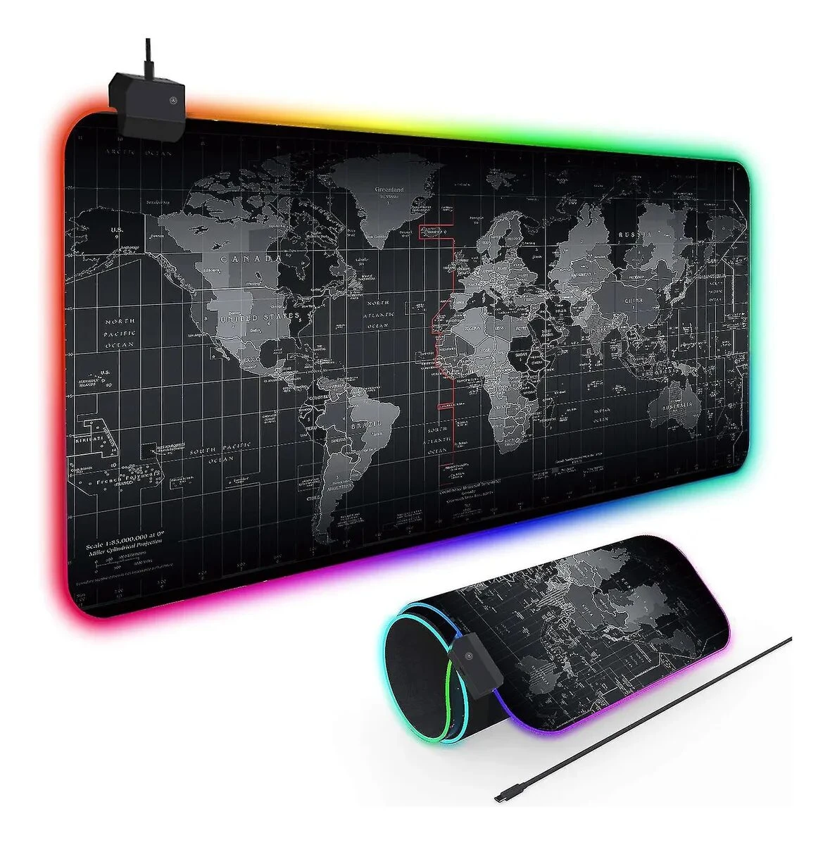 Pad Mouse Mapamundi RGB-2 con superficie texturizada - mejora la precisión del puntero en tu escritorio