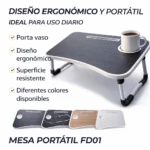 Mesa Portátil Plegable con Porta Vasos - Trabaja desde la cama sin lastimar la espalda - Imagen 3
