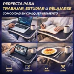 Mesa Portátil Plegable con Porta Vasos - Trabaja desde la cama sin lastimar la espalda