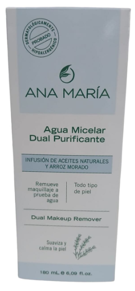 Agua Micelar Dual Ana María con Arroz Morado y Lavanda - Limpia tu piel profunda y suavemente sin resecar