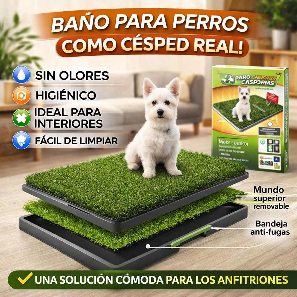 Bandeja de Entrenamiento para Perros con Césped Artificial - Elimina Olores y Mantiene el Suelo Seco
