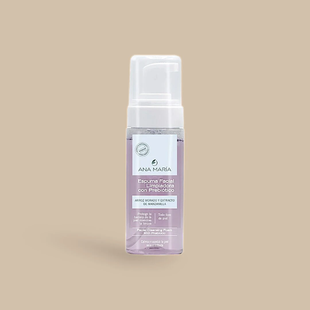 Espuma Facial Limpiadora con Prebiótico de Ana María 145ml - Limpia tu rostro suavemente sin resecar ni dañar la barrera natural
