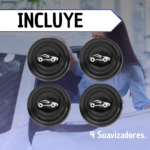 Set de cuatro topes de silicona negros con diseño de auto, para puertas de vehículo, protegen la pintura y reducen el ruido al cerrar.