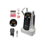 Drill pulidor XSUV-710 negro con base blanca, pantalla digital F45, accesorios incluidos y cargador.