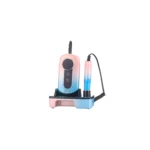 Drill pulidor XSUV-710 en color rosa y azul, con base de carga y cabezal conectado, listo para uso en manicura.