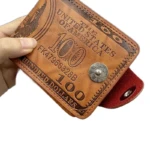 Billetera de cuero para caballero con diseño de billete - Organiza efectivo y tarjetas de forma segura