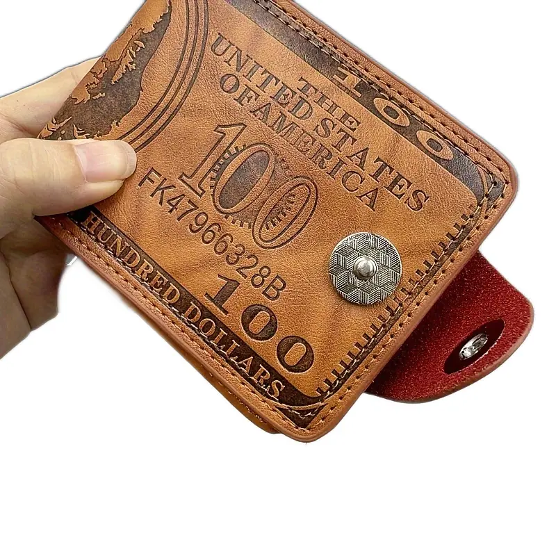 Billetera de cuero para caballero con diseño de billete - Organiza efectivo y tarjetas de forma segura