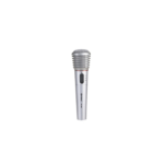 Micrófono inalámbrico WVNGR WG-388E ergonómico en color plateado, con rejilla metálica y panel de control lateral, ideal para karaoke y presentaciones.