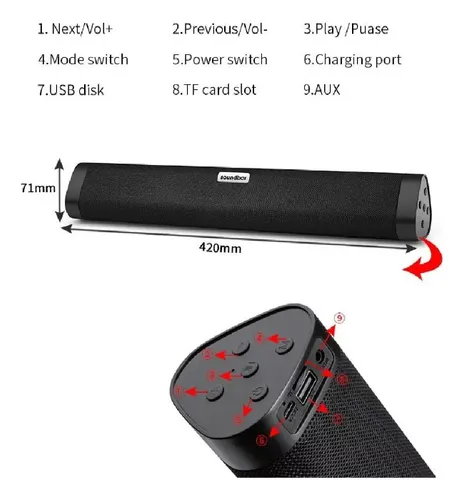 Parlante Barra Bluetooth Recargable 42Cm