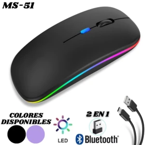 Mouse Inalámbrico MS-51 con conexión dual Bluetooth y USB - Controla múltiples dispositivos sin cables