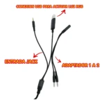 Cable adaptador USB a jack 3.5mm con splitter 1 a 2, negro, para activar luz RGB en diadema gamer Onikuma K8.