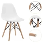 Silla moderna de plástico con patas de madera naturales - aporta comodidad ergonómica y estilo minimalista a tu hogar