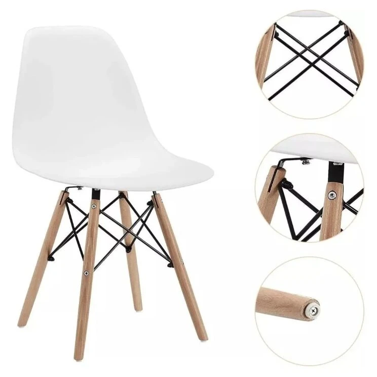 Silla moderna de plástico con patas de madera naturales - aporta comodidad ergonómica y estilo minimalista a tu hogar