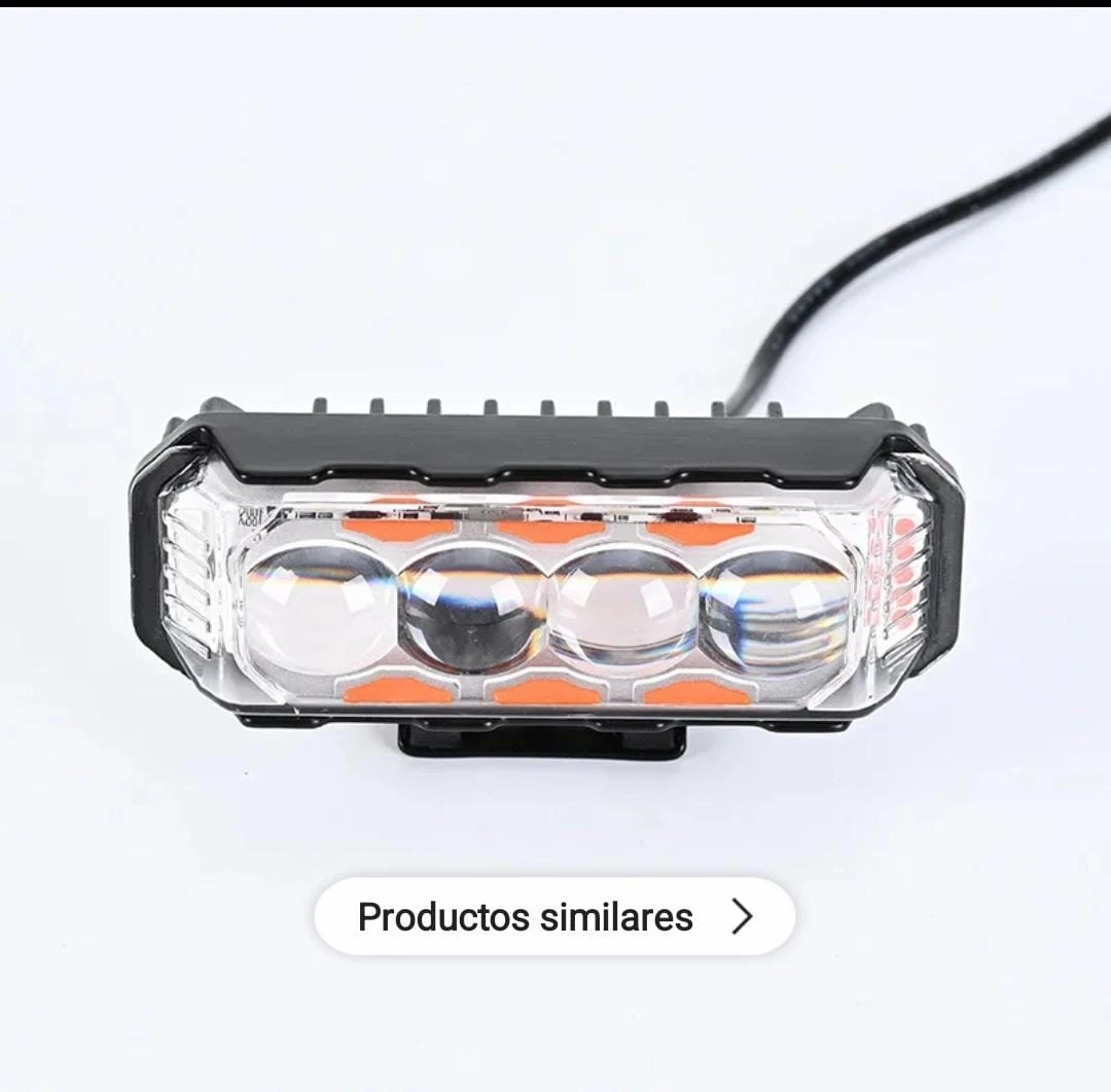 Barra LED Federal con cuatro lupas, carcasa negra y lente transparente. Incluye luz blanca y ámbar para uso todoterreno.
