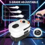 Vaporizador portátil Skypower Advance en color blanco y negro, con tres boquillas emitiendo vapor y botón de encendido; incluye indicador de presión de 3 bares y tapa de cierre.