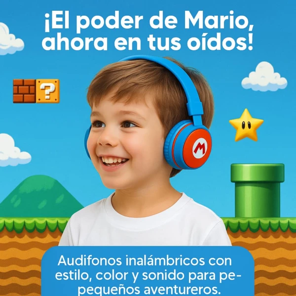 Diadema Inalambrica de Super Mario Roja