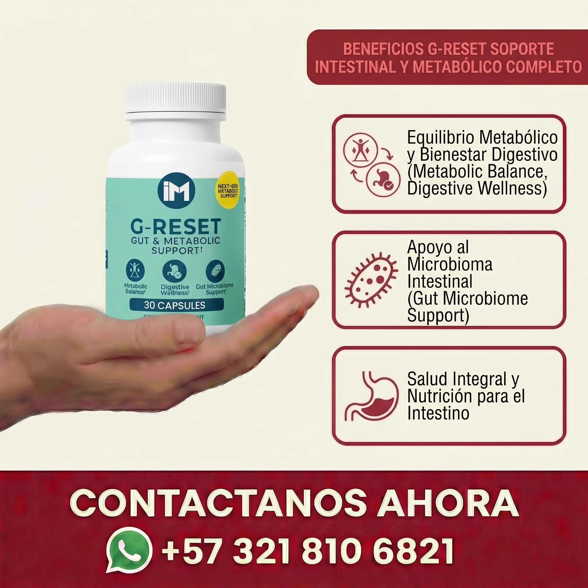 Suplemento Digestivo IM G-Reset 30 Cápsulas - Favorece el equilibrio metabólico
