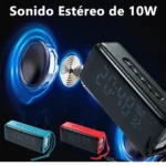 Parlante T&G 174 con radio FM y reloj digital - Disfruta de música y controla el tiempo sin cables