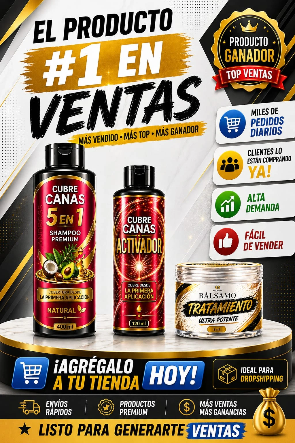 Set x2 Champú Tinte Cubre Canas con Aguacate - Cubre canas y nutre el cabello en minutos