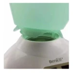 Vaporizador facial Benice en color verde menta, mostrando la boquilla superior abierta sobre la base blanca con logotipo visible.