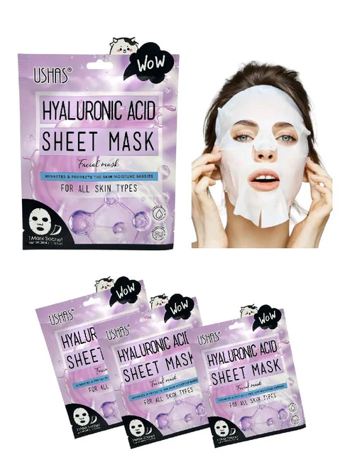 Set x3 Mascarilla Facial en Velo Ácido Hialurón