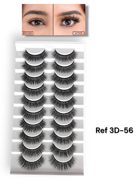 Pestañas Postizas Modelo 56 Set x10 Unidades - Realzan tu mirada con volumen y longitud
