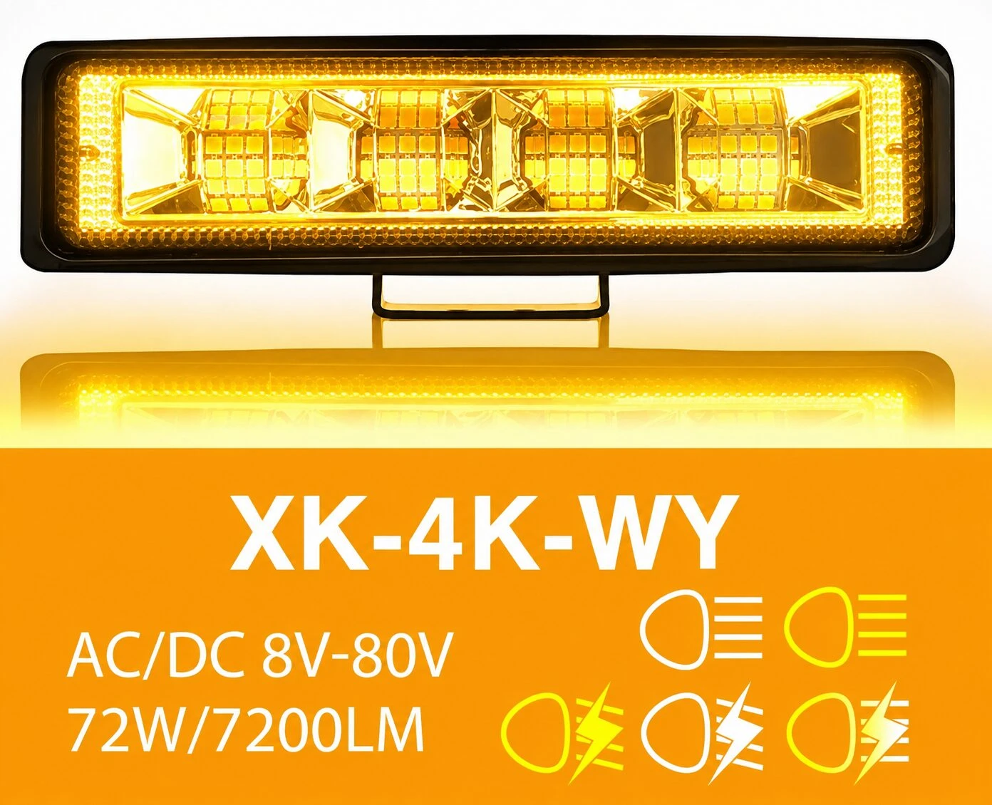 Barra LED 72W 7200 lúmenes blanco ámbar con estrobo - Aumenta la seguridad en terrenos difíciles y baja visibilidad
