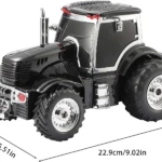 Tractor New Holland T8 WS-560 en negro brillante con detalles cromados, ruedas grandes y medidas de 22.9 cm de largo por 13.6 cm de alto, ideal para fiestas infantiles.