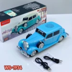 Carro parlante azul estilo Mercedes-Benz 770, con luces LED frontales, altavoz superior y cables USB incluidos. Modelo WS-1934.