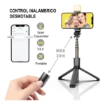 Tripode Selfie con Luz LED y Control Remoto - Toma fotos profesionales con iluminación frontal - Imagen 2