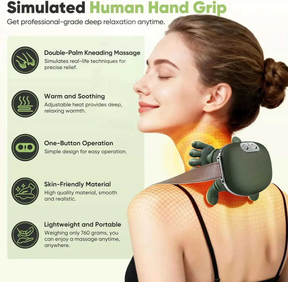 Masajeador Inteligente Multifuncional con Calor y Manos Flexibles - Alivia la tensión muscular en cuello y hombros rápidamente