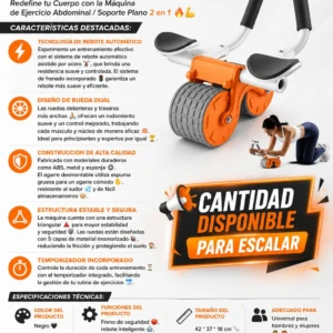 Rueda Abdominal con Rebote Automático - Tonifica el abdomen y cuida los codos