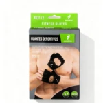 Pack de dos guantes deportivos negros con soporte para muñeca, modelo YK3112, mostrados en uso sobre torso masculino.