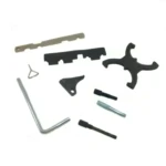 Kit de sincronización de 9 piezas para motores Ford Duratec 16V, incluye herramientas metálicas y plásticas dispuestas sobre fondo blanco.