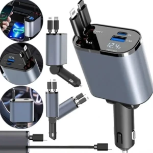 Cargador 4 en 1 Retractil para Vehiculo